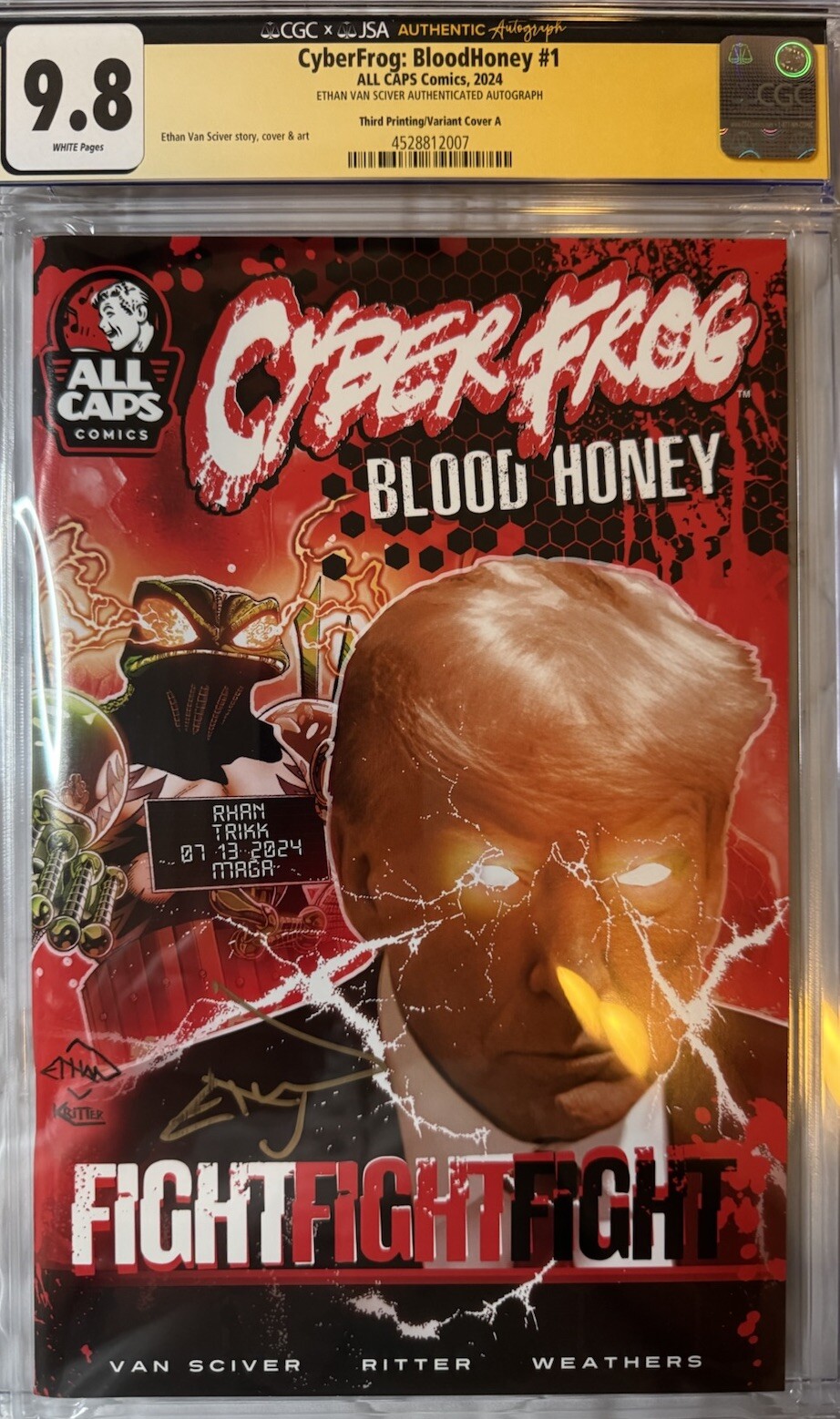 CGC/JSA 9.8 CYBERFROG Blood Honey RARE TRUMP MAGA VARIANT LIMITED Signed By EVS