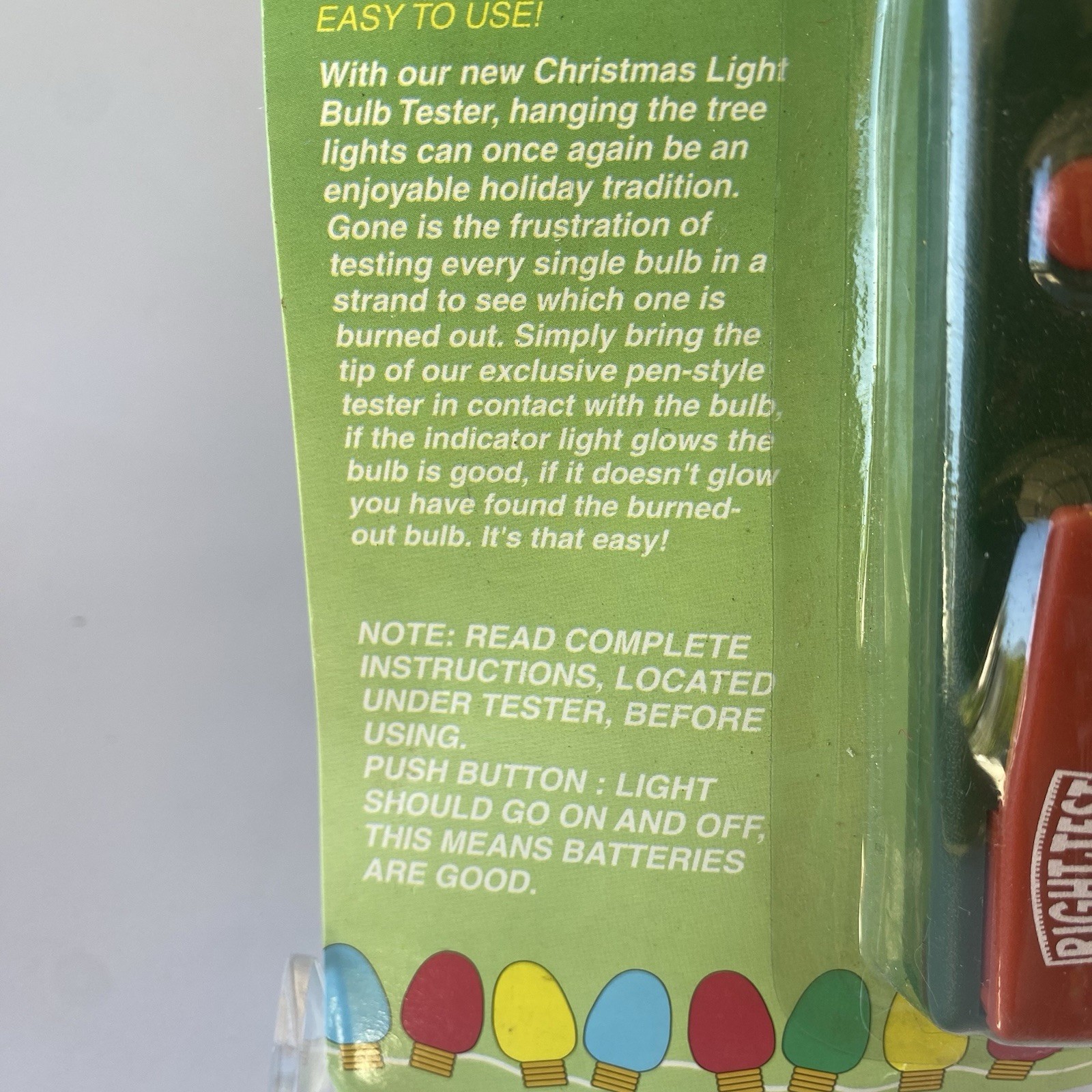 Right Test Christmas Lightbulb Tester, Checks any size Lightbulb, Vintage New