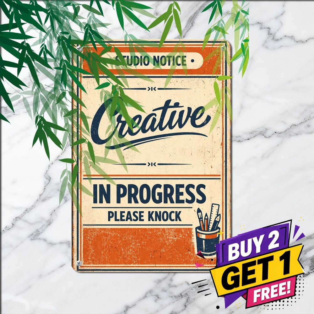 Creative Zone Artist At Work Studio Office Warning Notice Plate Metal Sign 8×12