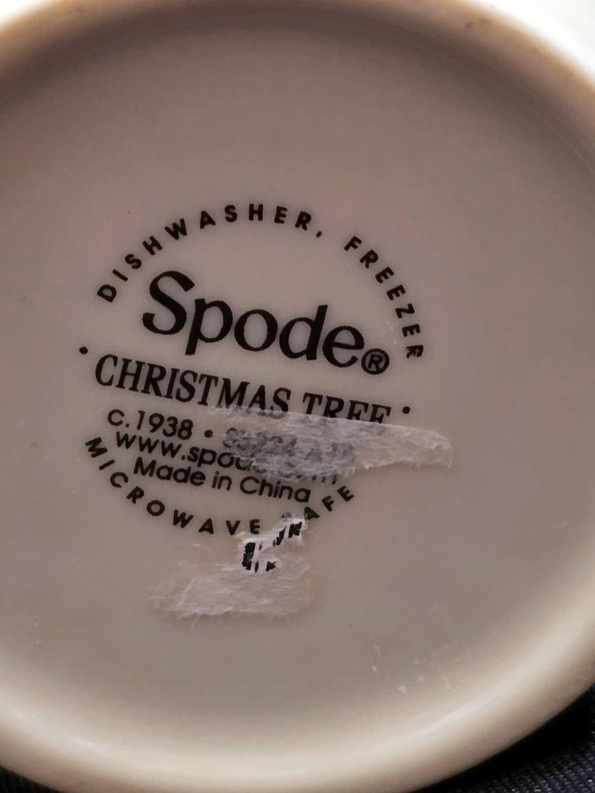 Spode Christmas Tree striped PEPPERMINT MUG jumbo oversize coffee cup 4.625″H