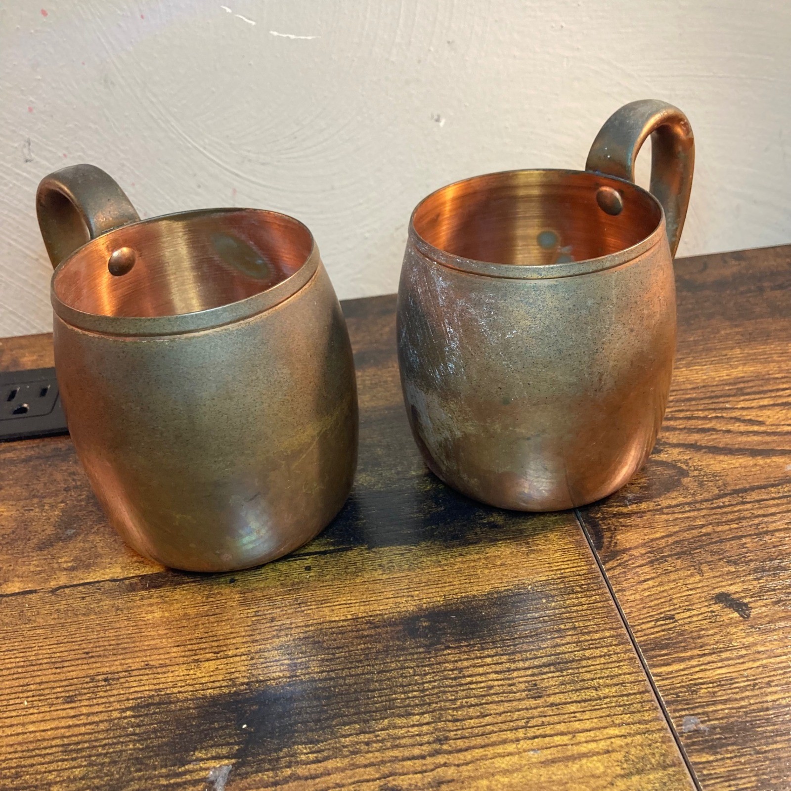 Vintage West Bend Pure Copper Mugs Set of 2 Moscow Mule Barware Patina