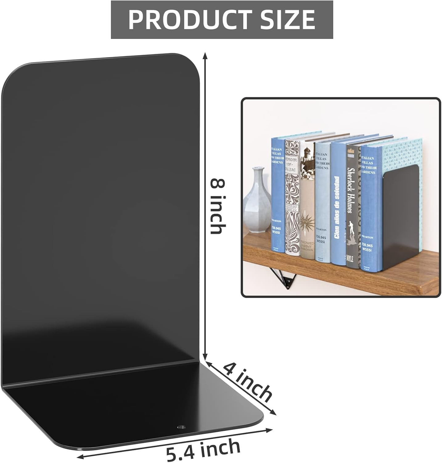 Metal Book Ends for Heavy Books Black Pair of Bookends for Shelves Book