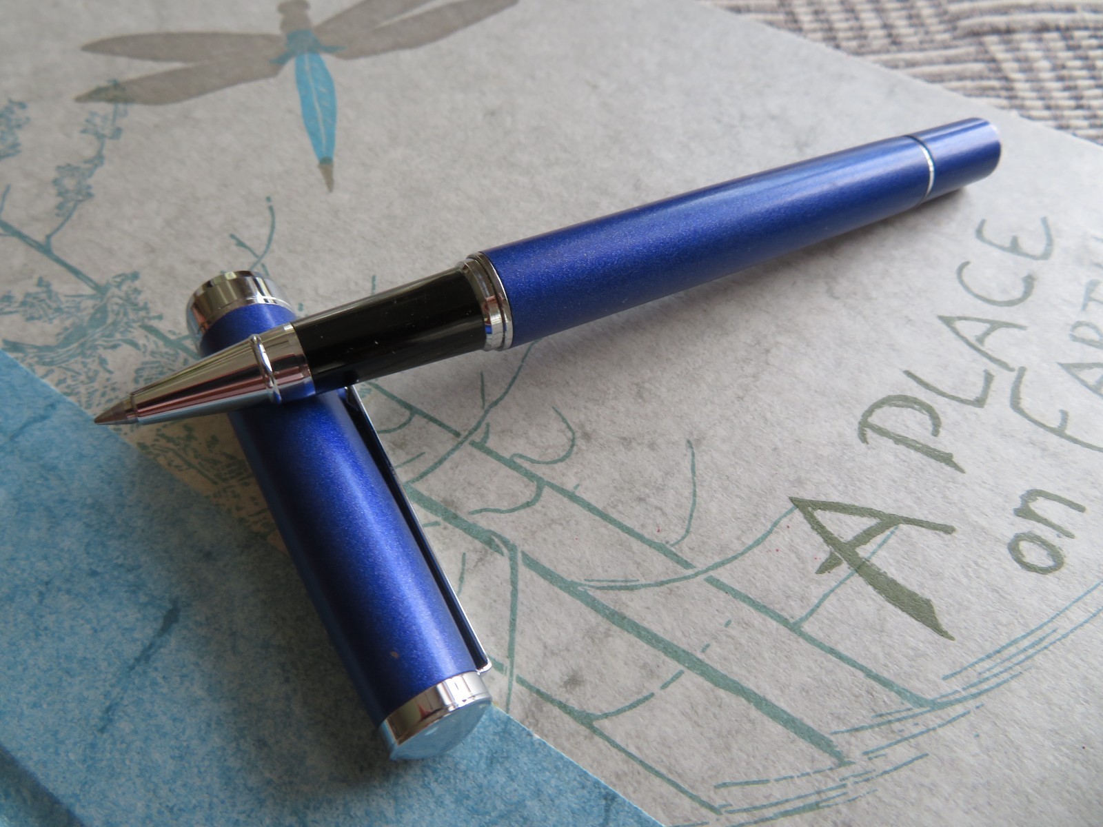 Reflections Fine Writing Instruments Brushed Blue w/Silver trim Rollerball Pen