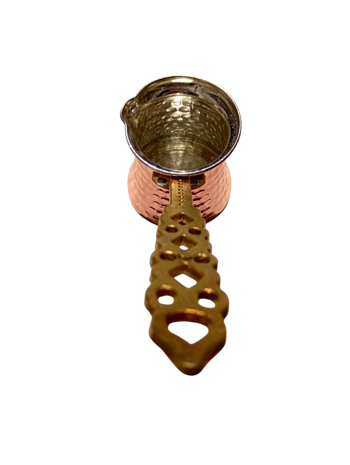 New Handmade Hammered Copper Turkish Coffee Pot Cezve 1 Cup Long Brass Handle