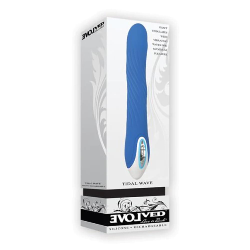 Evolved Novelties Tidal Wave Silicone Rechargeable Vibrator, Blue