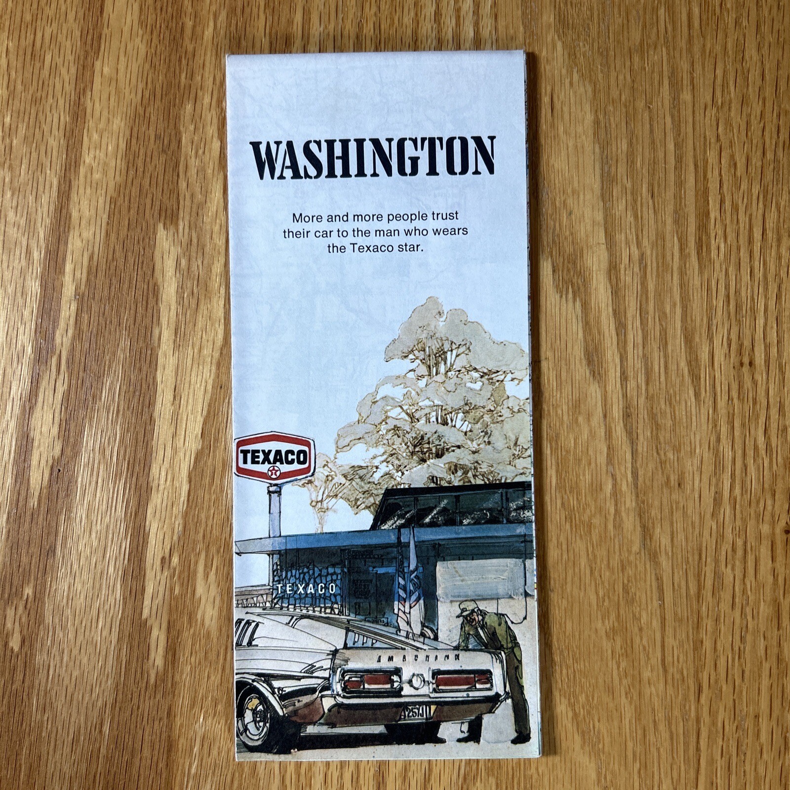 Texaco Map Washington Seattle Spokane Tacoma Vancouver 1973 Gas Oil Advertising