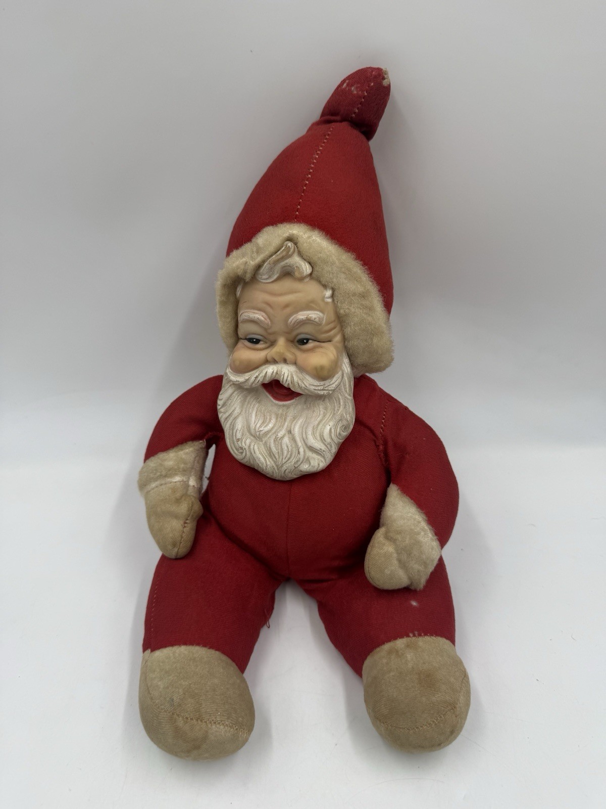 Vintage Rubber Face Santa Doll Plush Collectible 15” *READ DESCRIPTION*