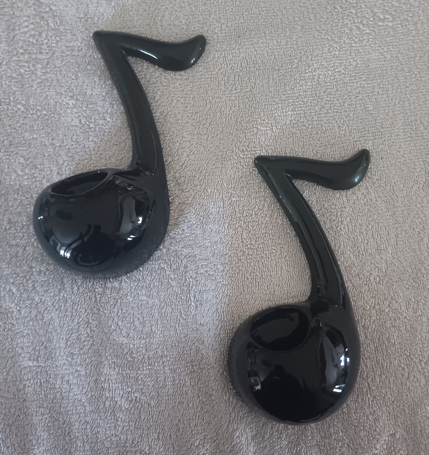 Vintage 2-Pack Black Musical Note Wall Planter Ceramic , Glossy Finish