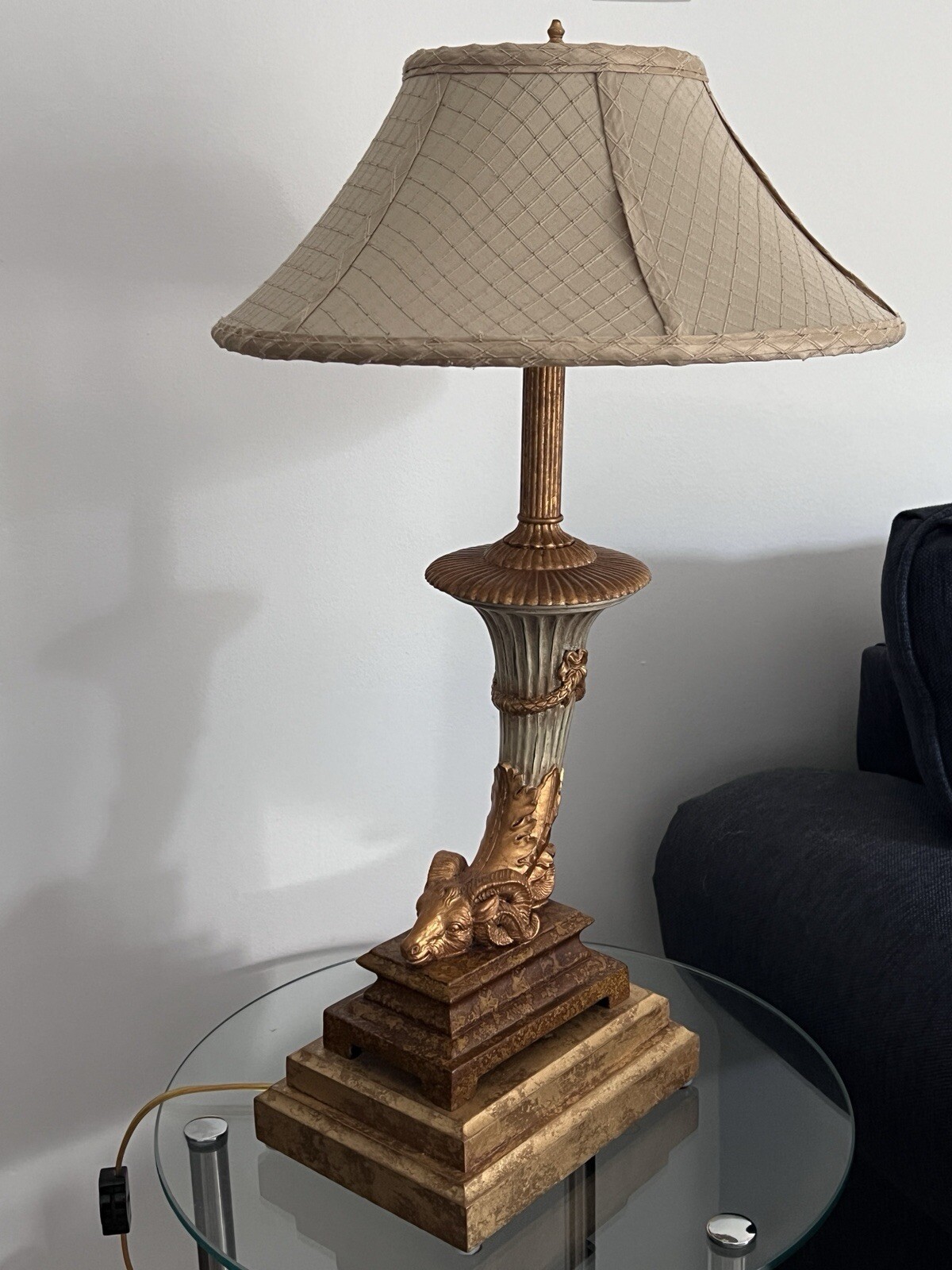 HTF Frederick Cooper Neo Classical Lamp – Cornucopia Horn with Ram’s Head