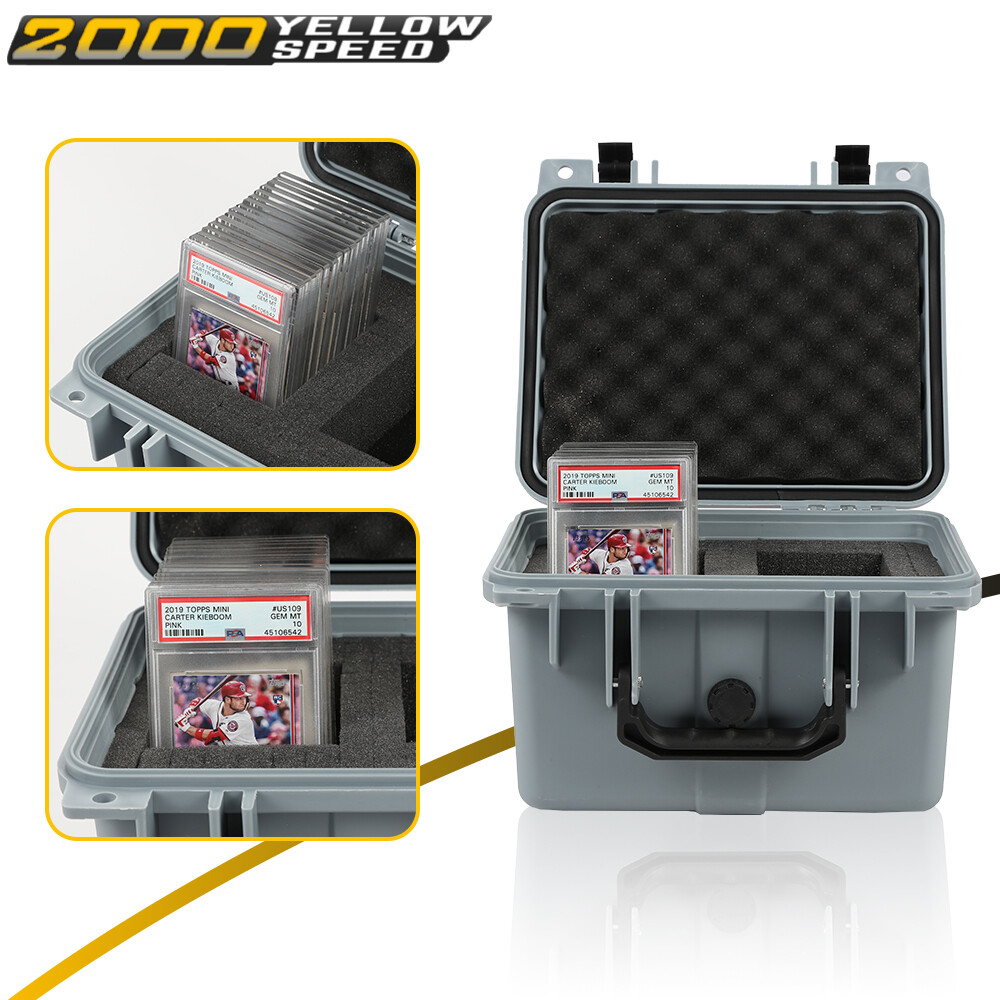 Graded Card Storage Box Waterproof Deep Travel Case Slab Holder & Protector Gray