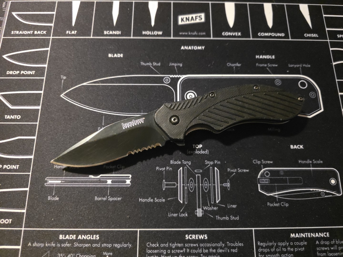 Kershaw 1605CKTST CLASH Combo Folding Pocket Knife A/O Linerlock Black