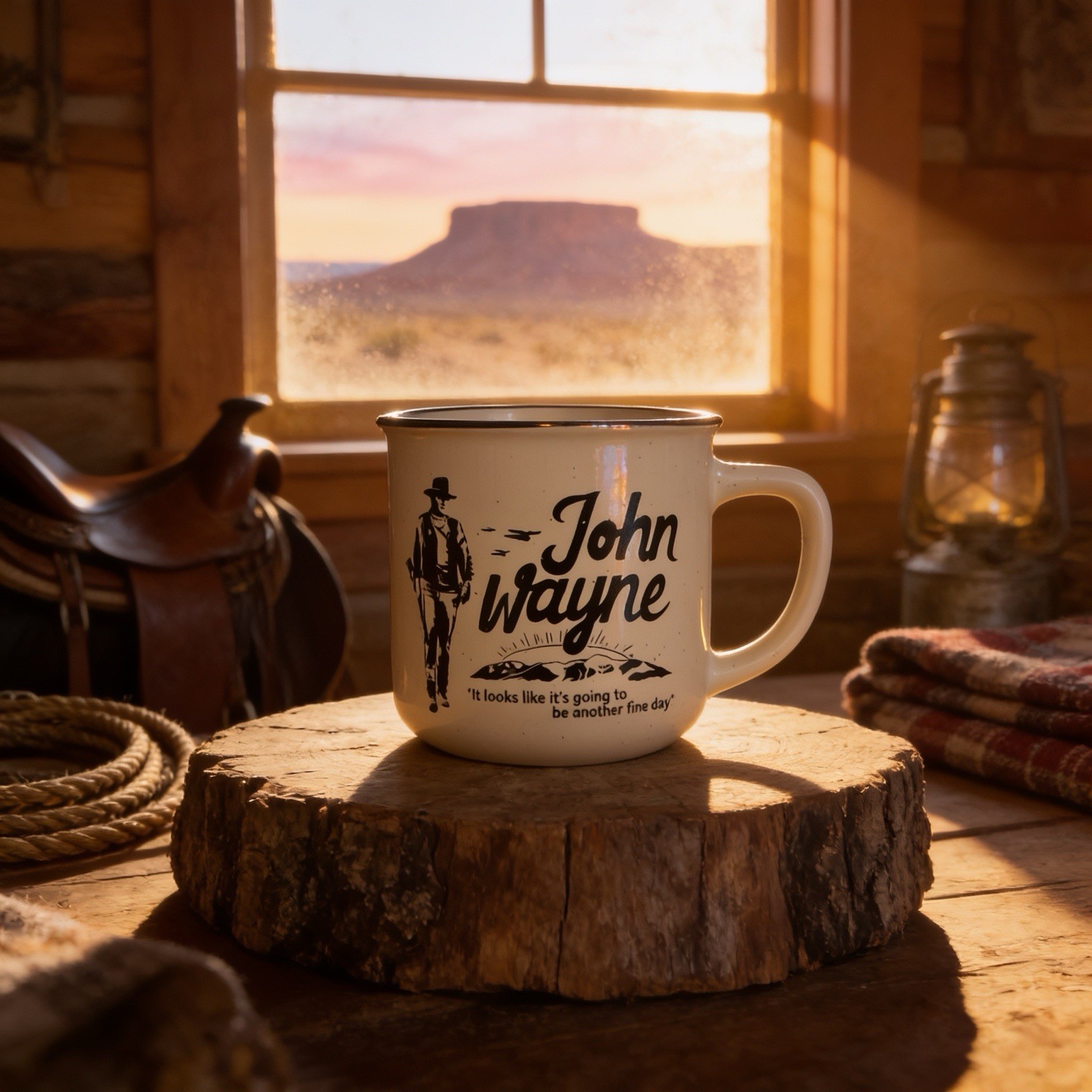 8oz Ceramic John Wayne “Going to Another Fine Day” Coffee Mug…Ships Free!
