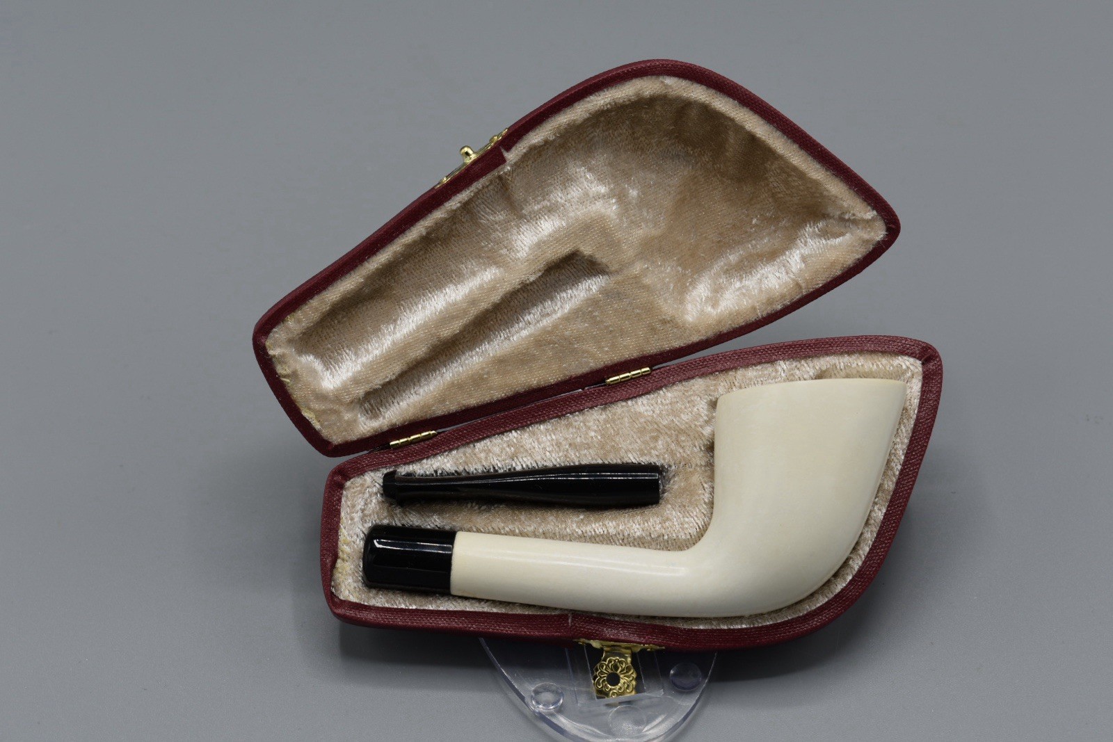Army Stem Smooth Dublin Pipe New block Meerschaum Handmade Custom Case#190