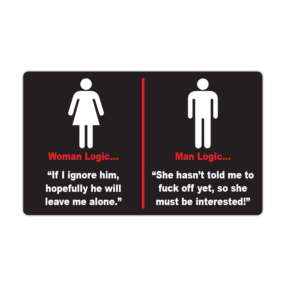 Funny Refrigerator Magnet, Man Versus Woman Sex Logic, 5″ x 3″ Magnet