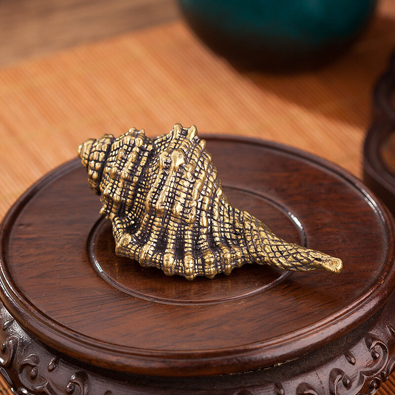 Tabletop Figurine Brass Whelk Animal Statue Sculpture Home Decor Gift