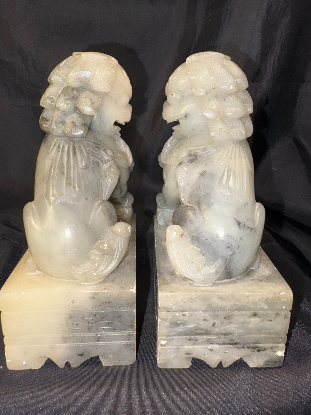 Chinese Soapstone FOO DOG Bookends – Guardian Lion 5 inches tall