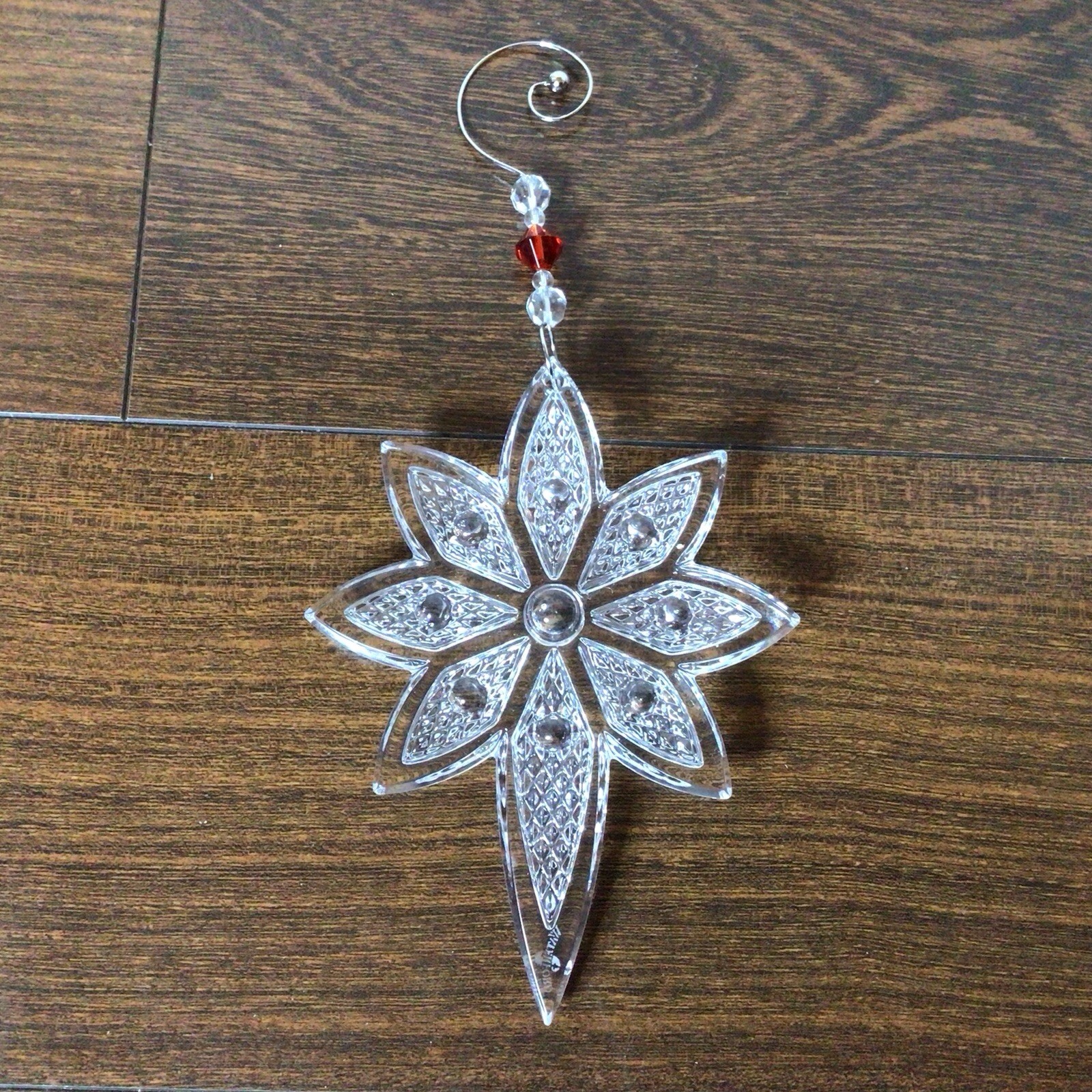 2016 Waterford Crystal Snowstar Star Snowflake Ornament w/ Enhancer Hanger Hook