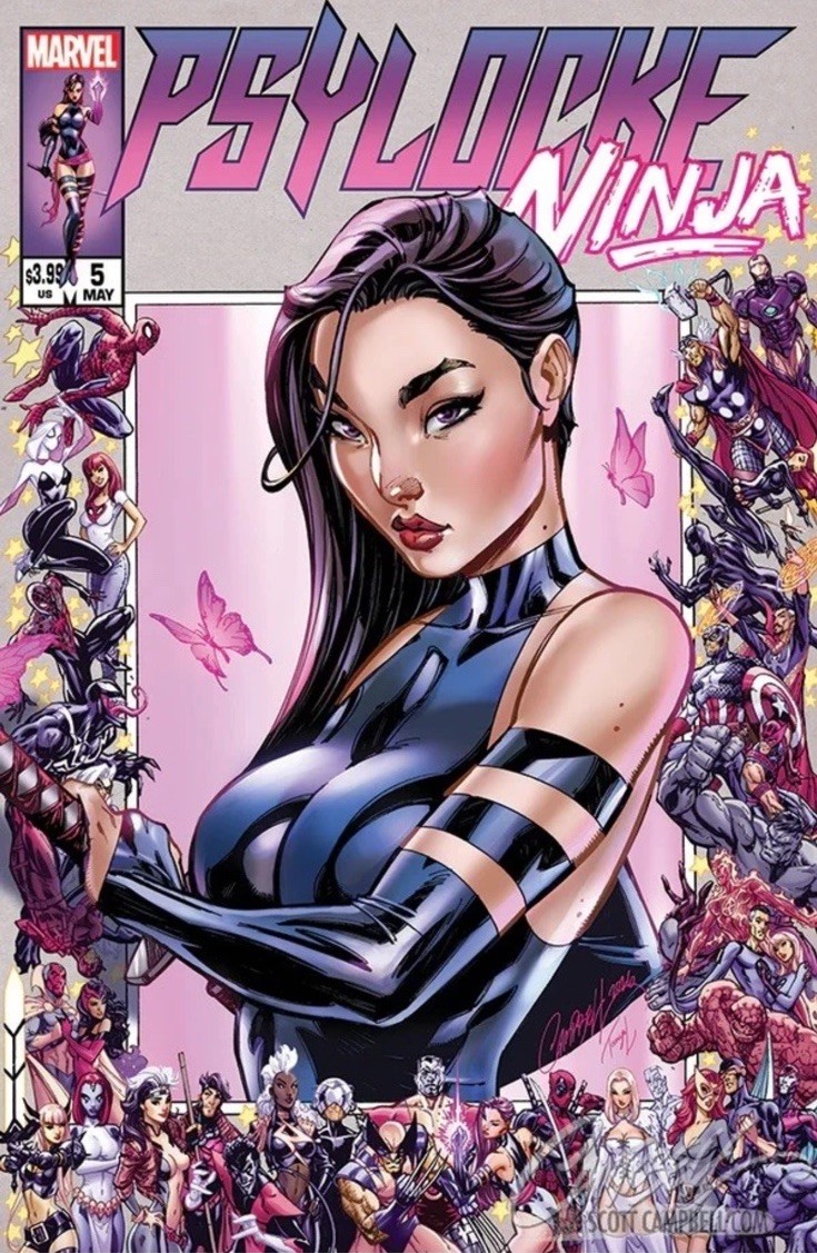 PSYLOCKE NINJA #5 J SCOTT CAMPBELL ANNIVERSARY BORDER NM