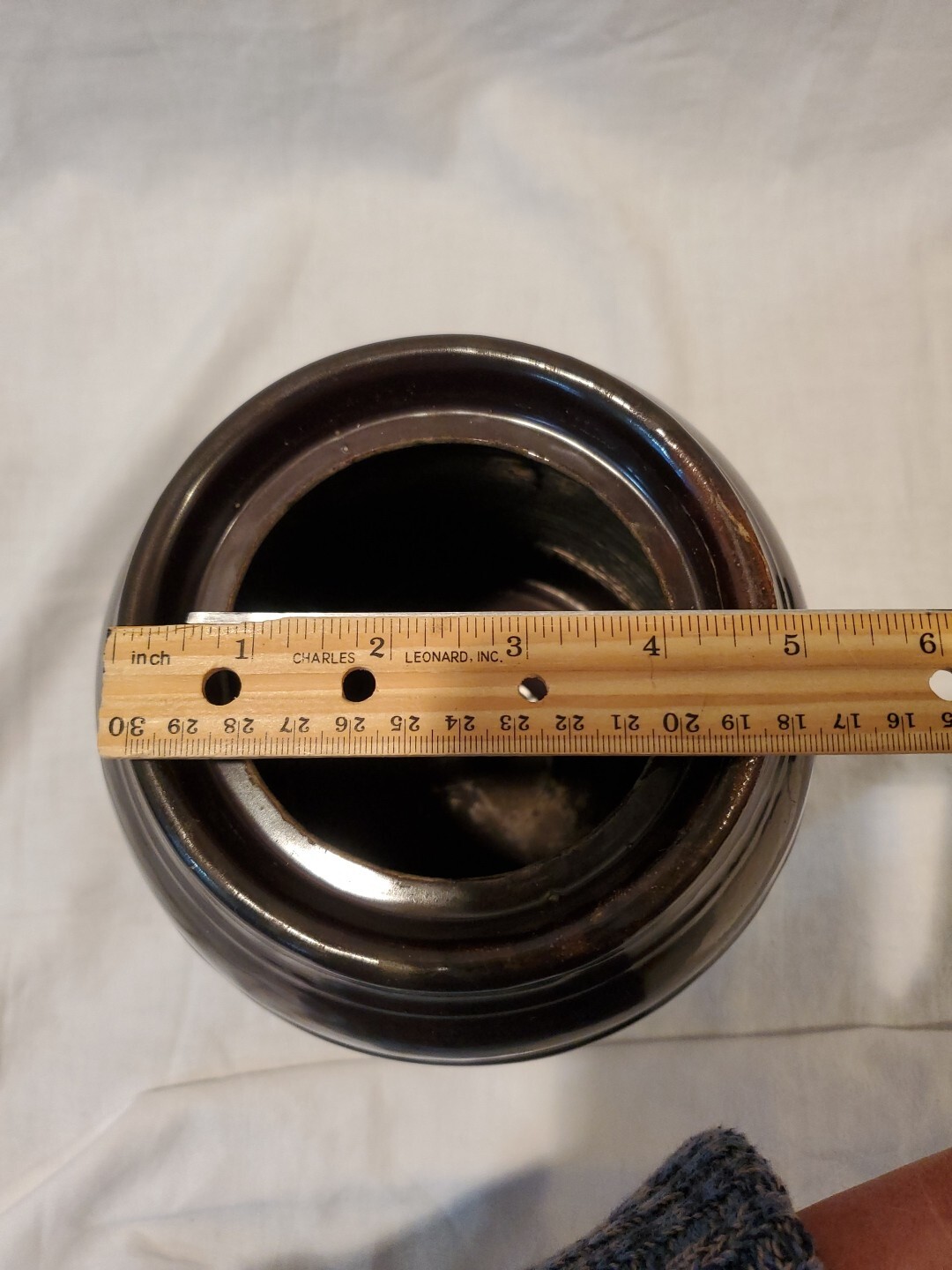Antique Peoria Pottery Brown Crock Storage Jar 8 1/4″ Tall No Lid