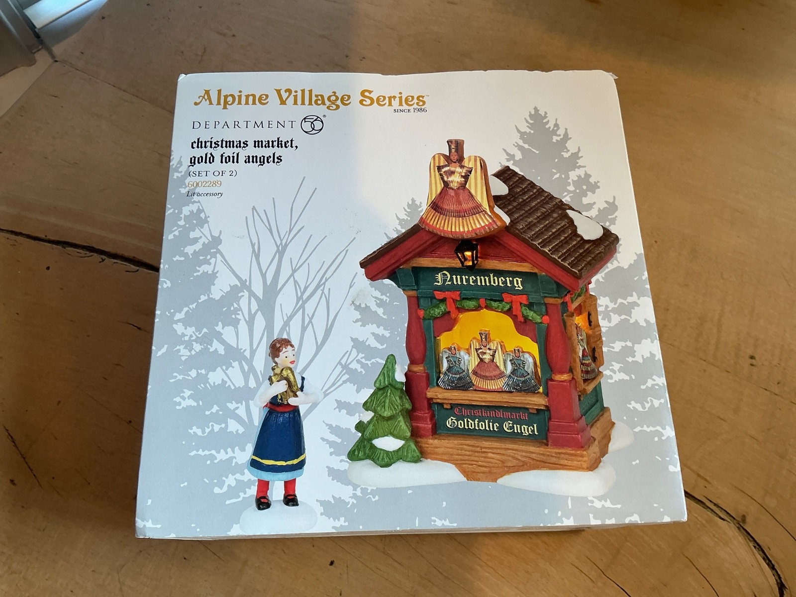 Department 56 Christmas Market Gold Foil Angels Alpine Village, New (Other)