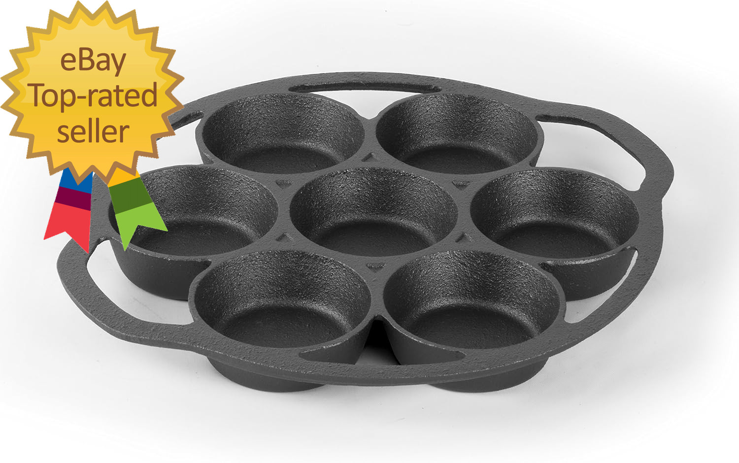 Biscuit Pan Pre-Seasoned Cast Iron Seven 3.5” Diameter Sections for Muffins