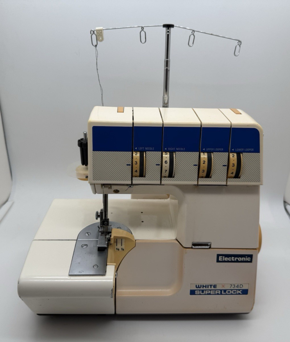 White 734D Super Lock Electronic Serger Sewing Machine -No Pedal, No Cord
