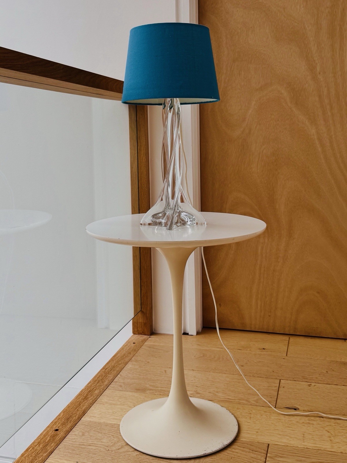 Mid-Century Modern Twisted Crystal Table Lamp 1960’s (shade not Included)