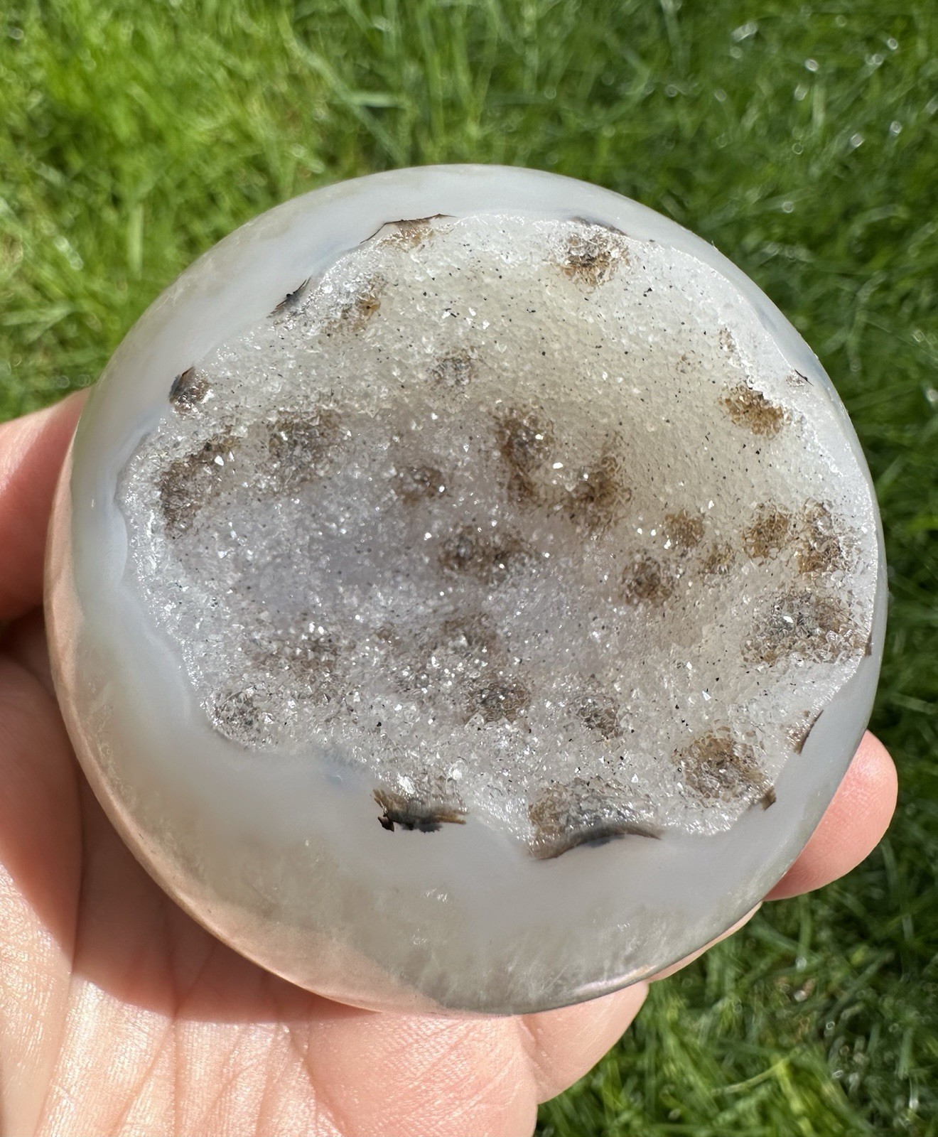 69mm High Quality Dendrite Agate/ Druzy Crystal Geode Sphere (price firm)