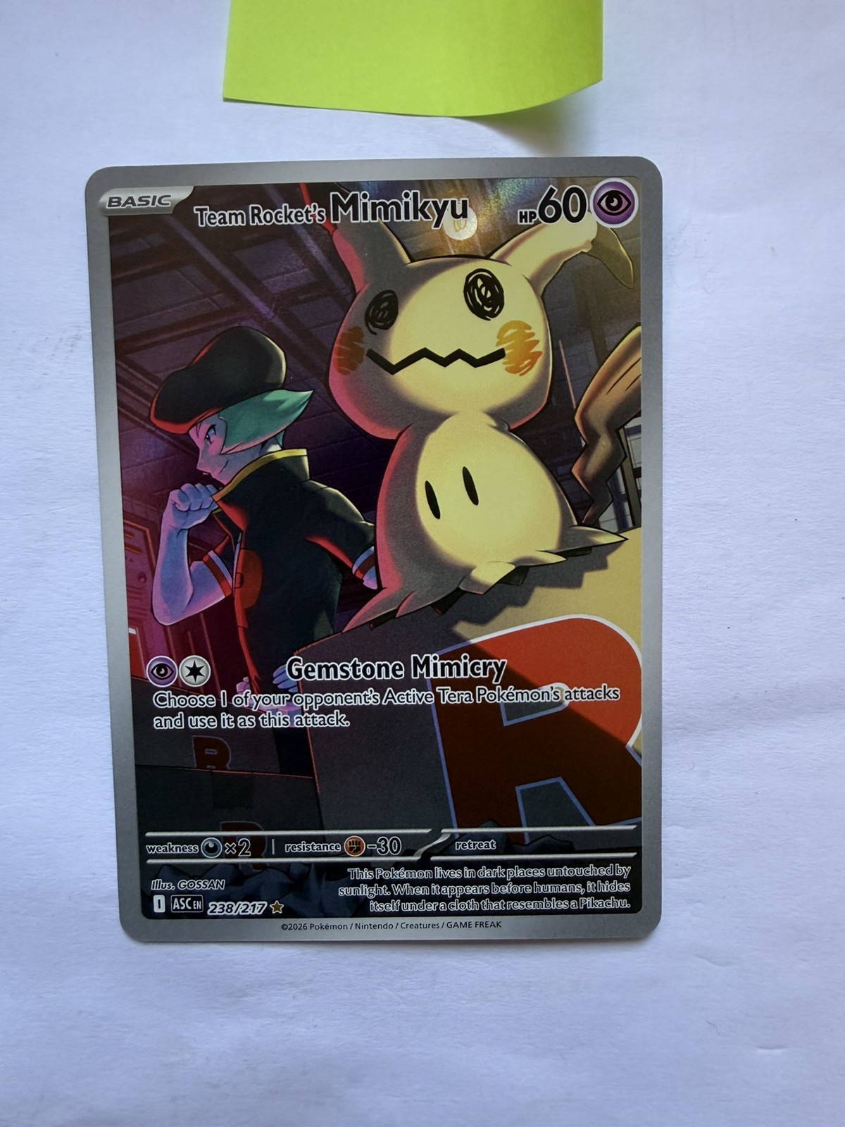 Pokémon TCG Team Rocket’s Mimikyu 238/217 Illustration Rare Ascended Heroes