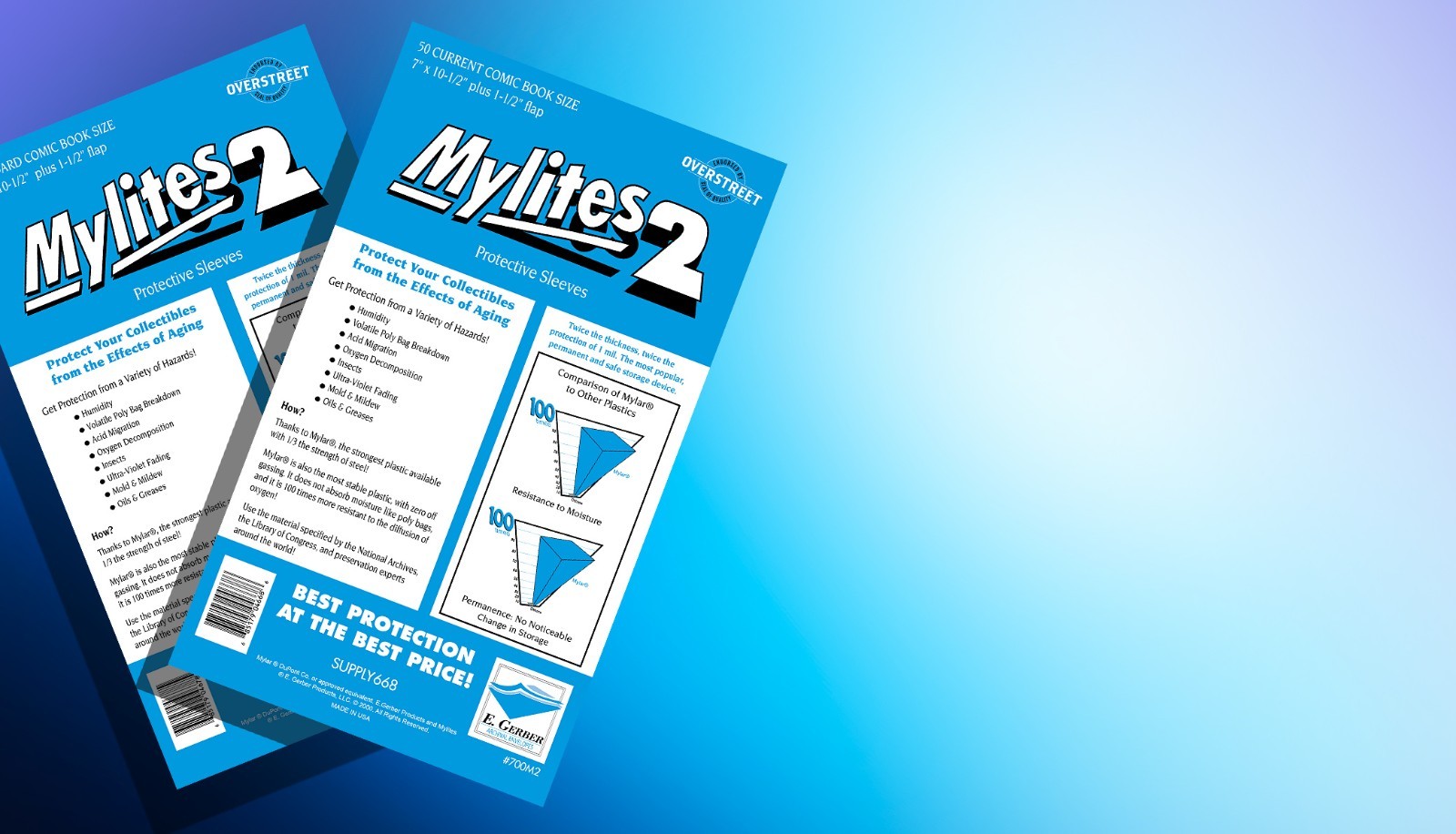 50 – E. Gerber Silver Comic Mylites 2 & 35 PT Full-Backs 775M2 750FB 50 of EA