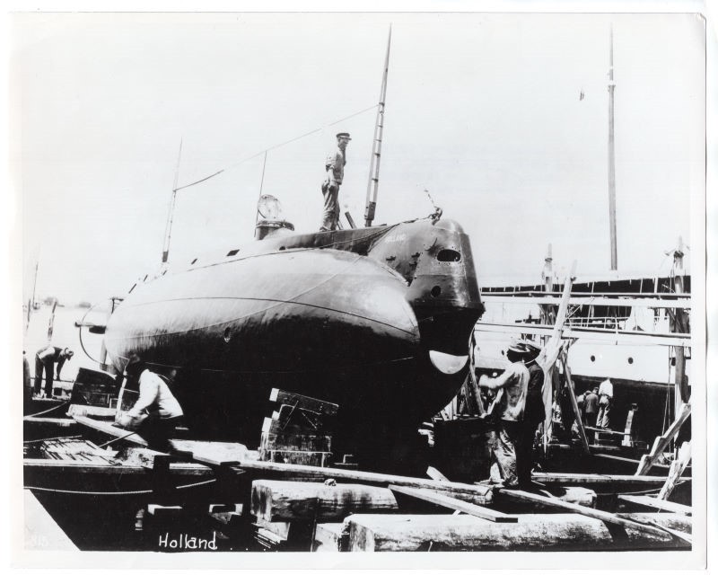 1901 Submarine USS Holland in Drydock in 8×10 1950s Original Press Photo
