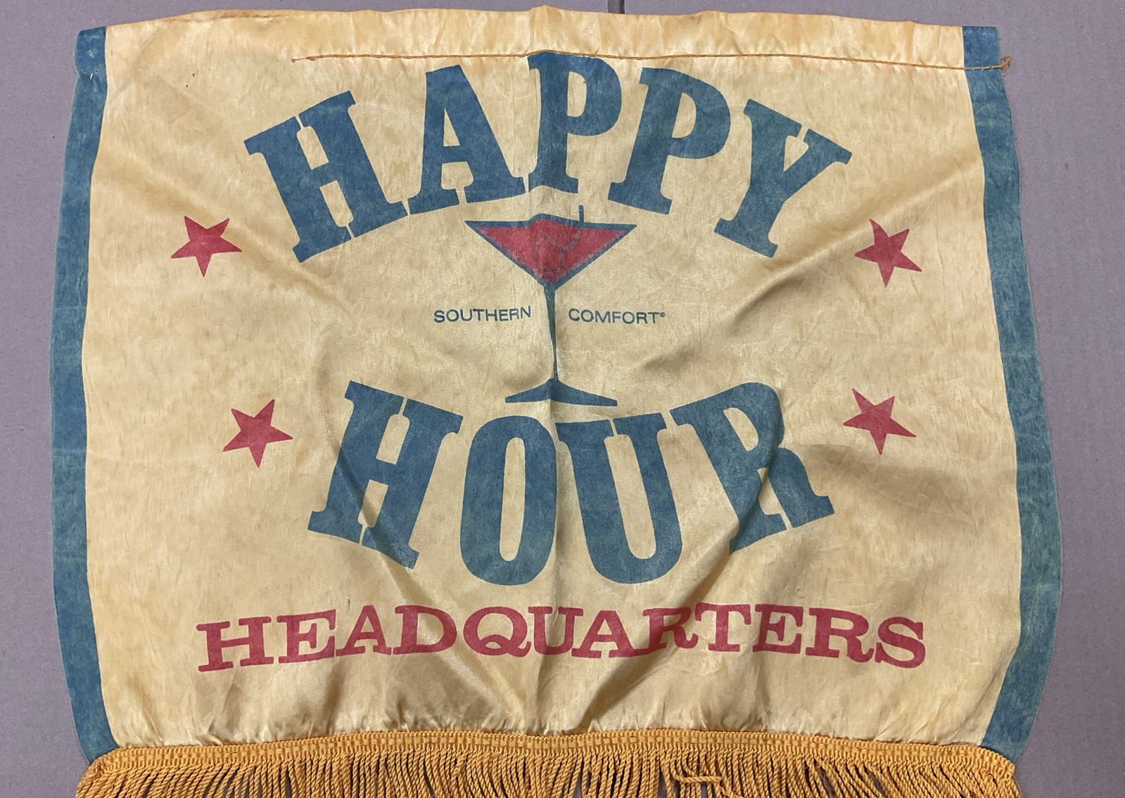 VTG Southern Comfort Whiskey Happy Hour Headquarters Flag Banner Yellow Green