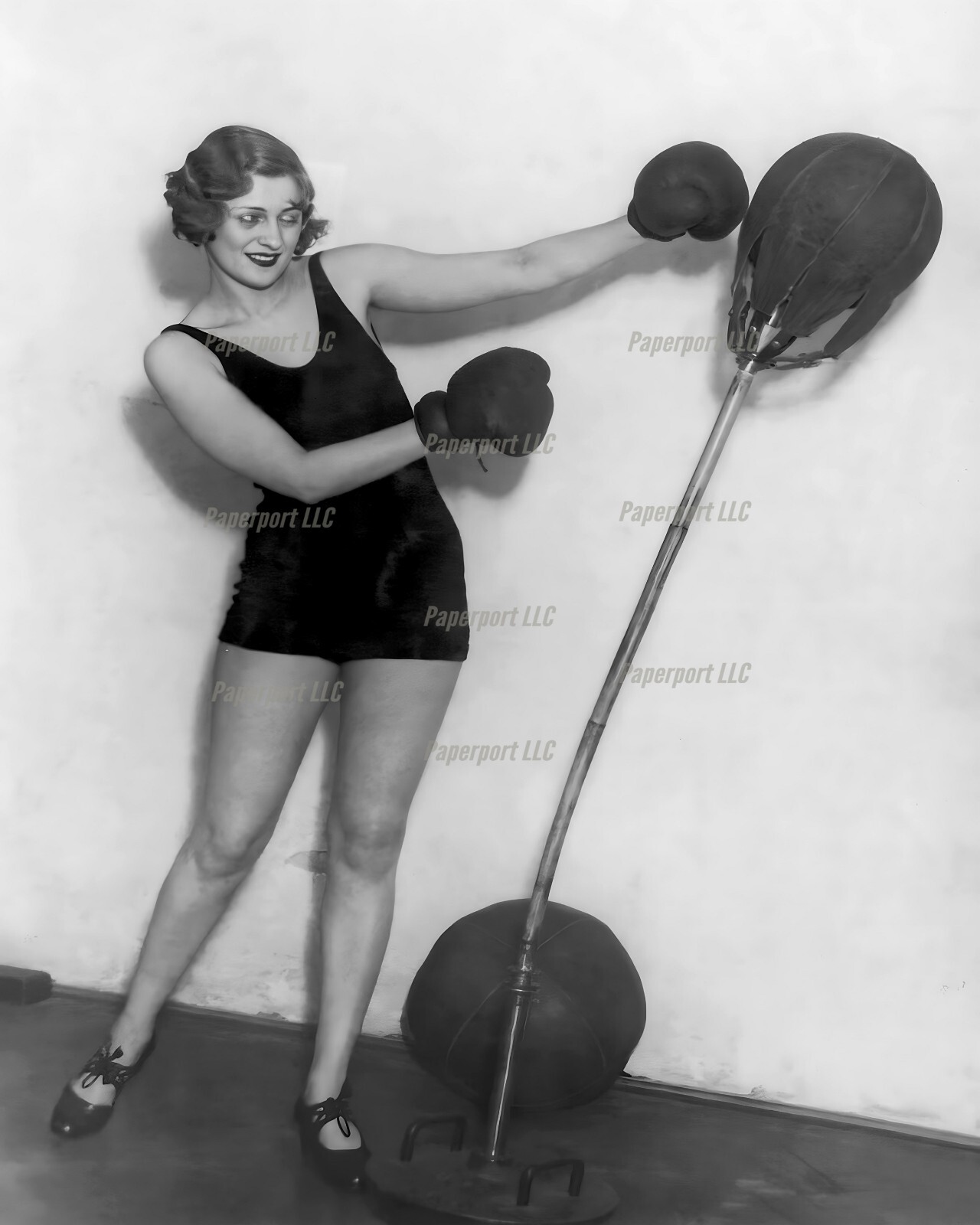 1920s Pretty Girl Boxing With A Punching Bag 8×10 Photo