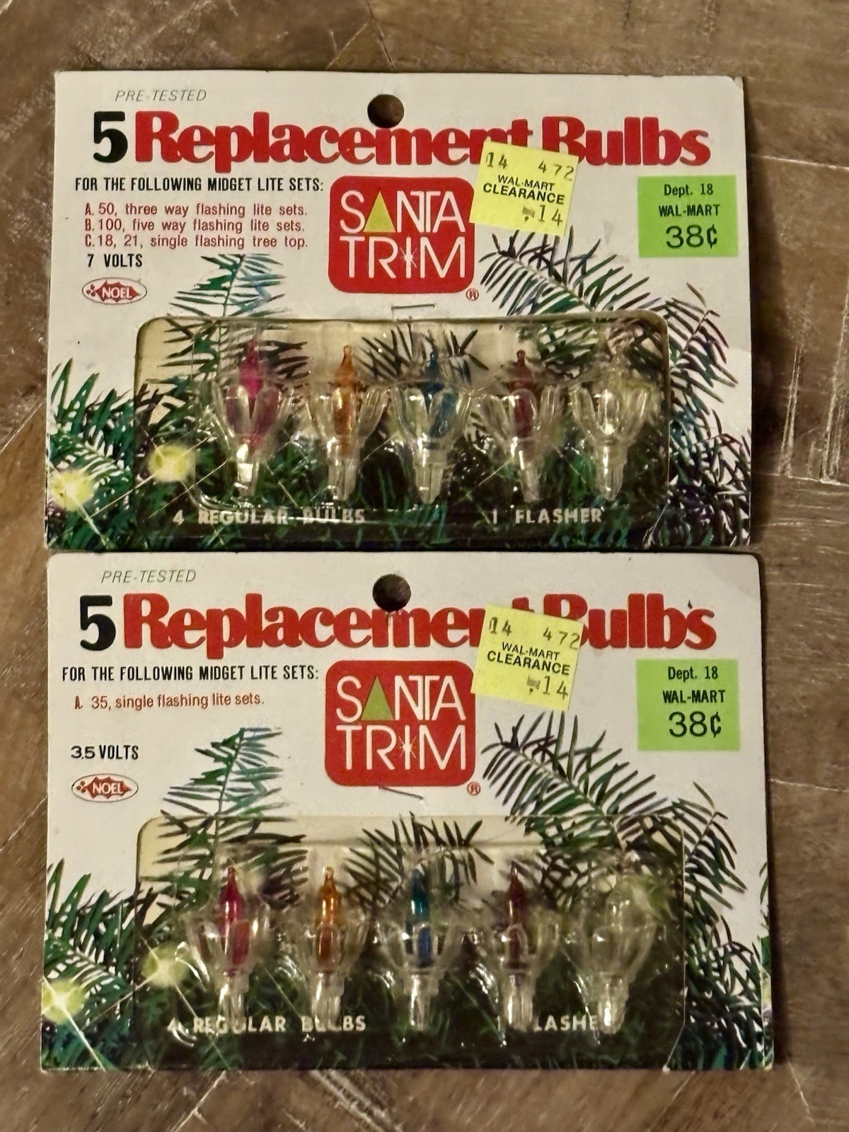 Vintage Christmas Tulip Replacement Bulb Lights Assorted Santa Trim New 7 Volt