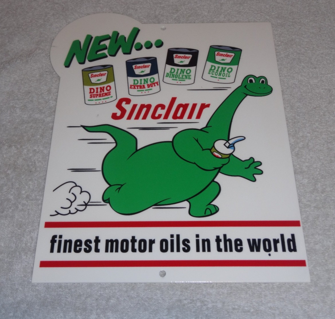 VINTAGE SINCLAIR DINO DINOSAUR MOTOR OIL 12″ METAL SERVICE STATION GASOLINE SIGN