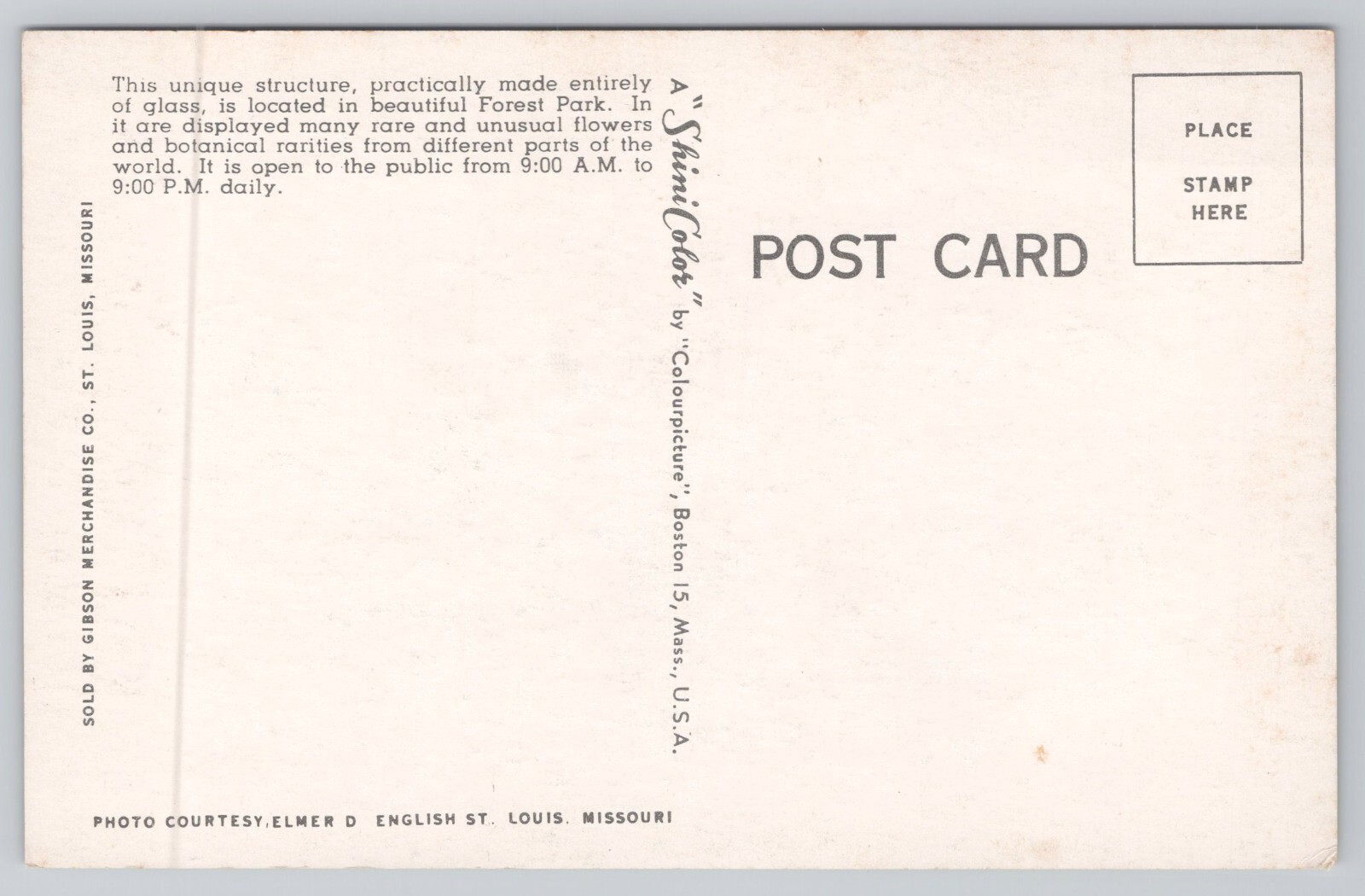 Postcard The Jewel Box Forest Park St Louis Missouri