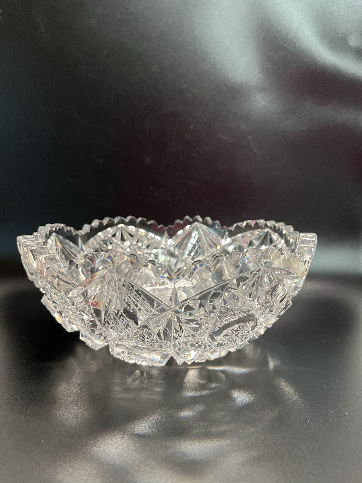 Antique Libbey Brilliant Cut Glass ABP Bowl Sawtooth Edge 1900-1919