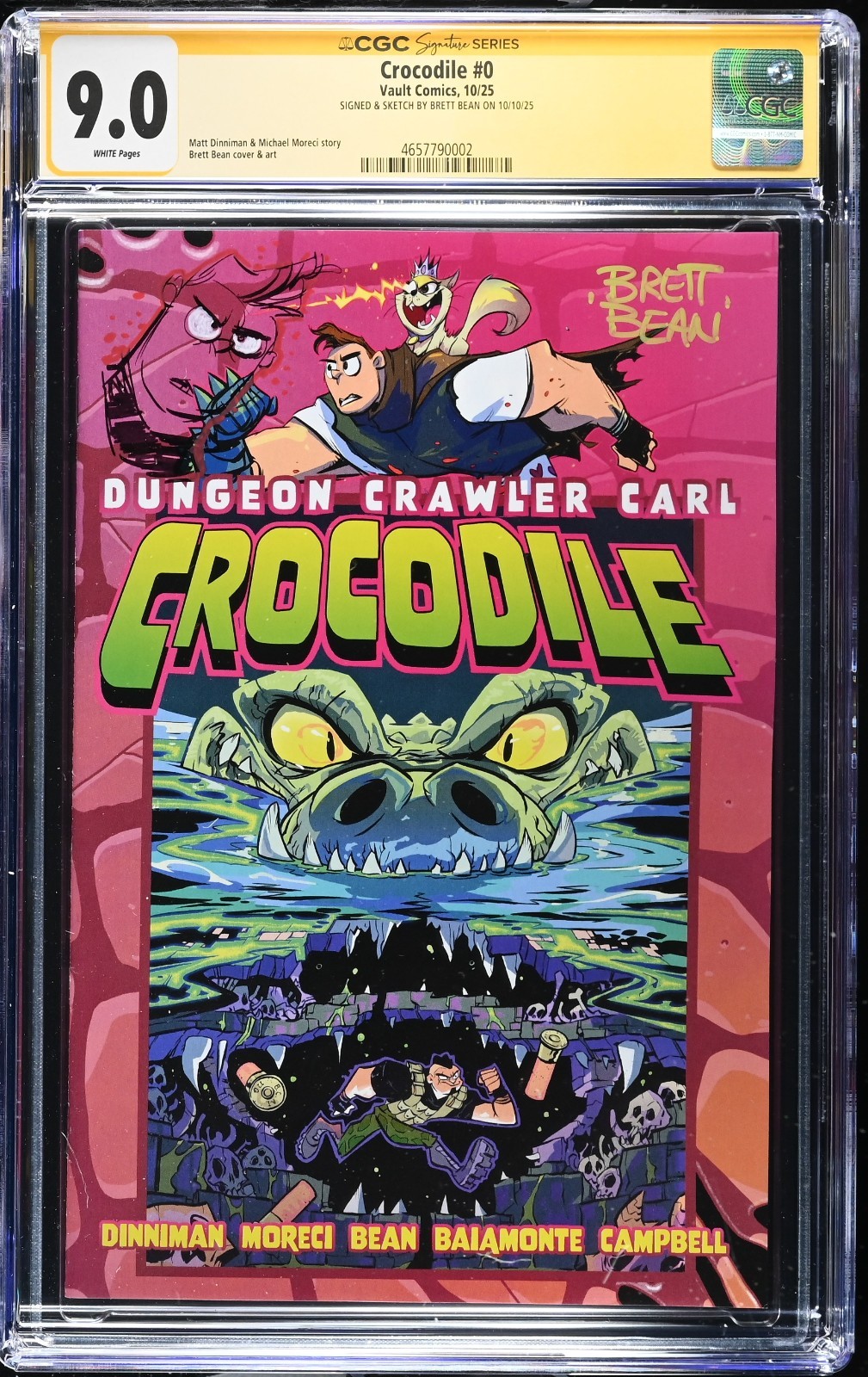 Dungeon Crawler Carl: Crocodile #0 CGC 9.0 (10/25) Signed & Remark by Brett Bean