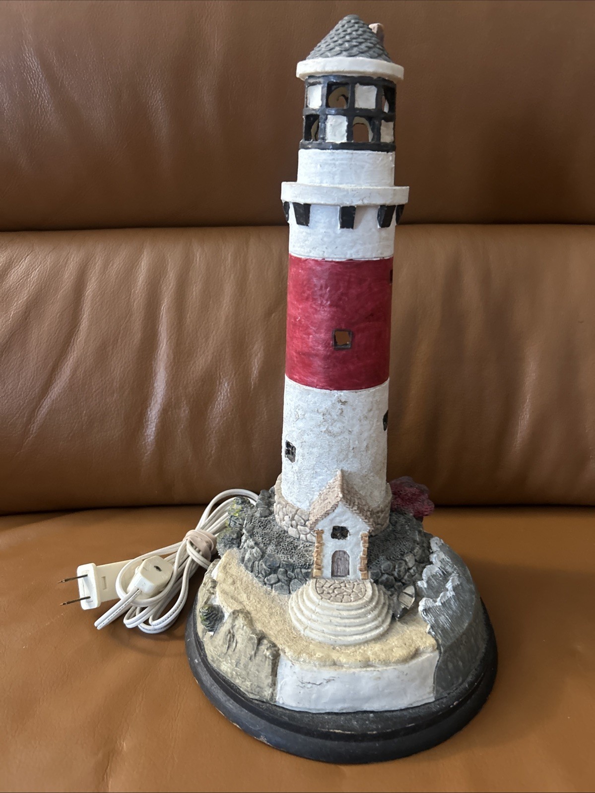 Lighted Lighthouse Tabletop Night Light Nautical Home Decor Resin 12.5″ x 7.25″
