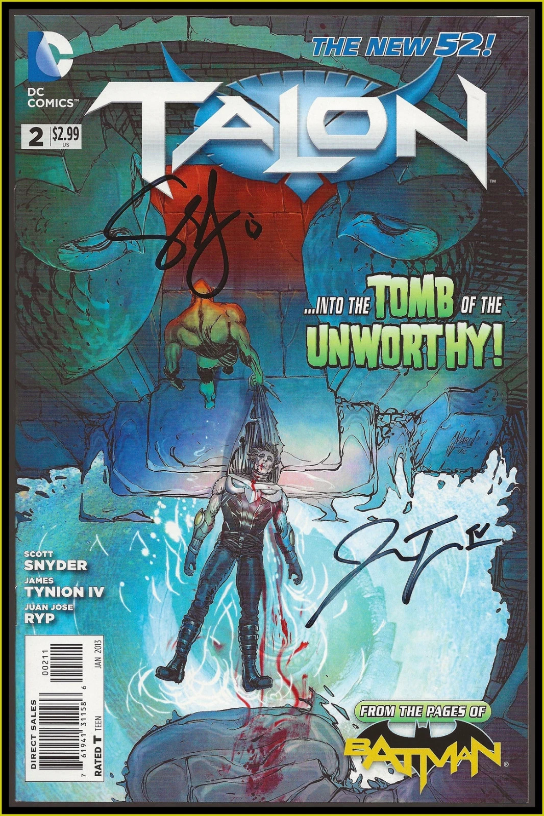TALON #2-A (2013) 2ND APP SIGNED SCOTT SNYDER JAMES TYNION IV COA DC 9.4 NM RARE