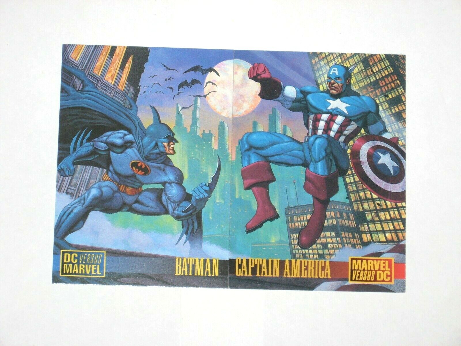 1995 FLEER MARVEL VS DC 2 CARD PROMO SET BATMAN CAPTAIN AMERICA RARE