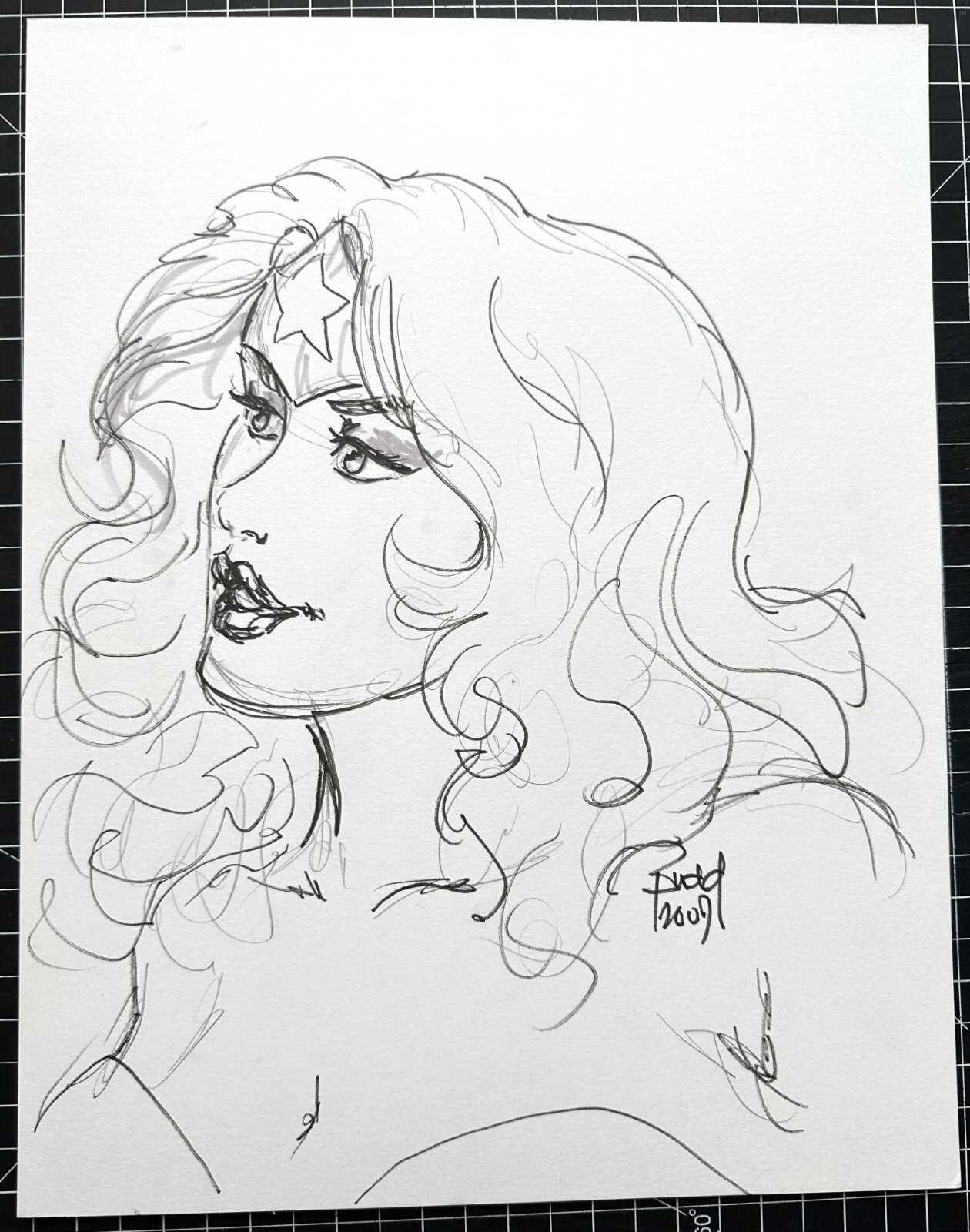 Signed Original Budd Root Wonder Woman Inked Sketch 11X14