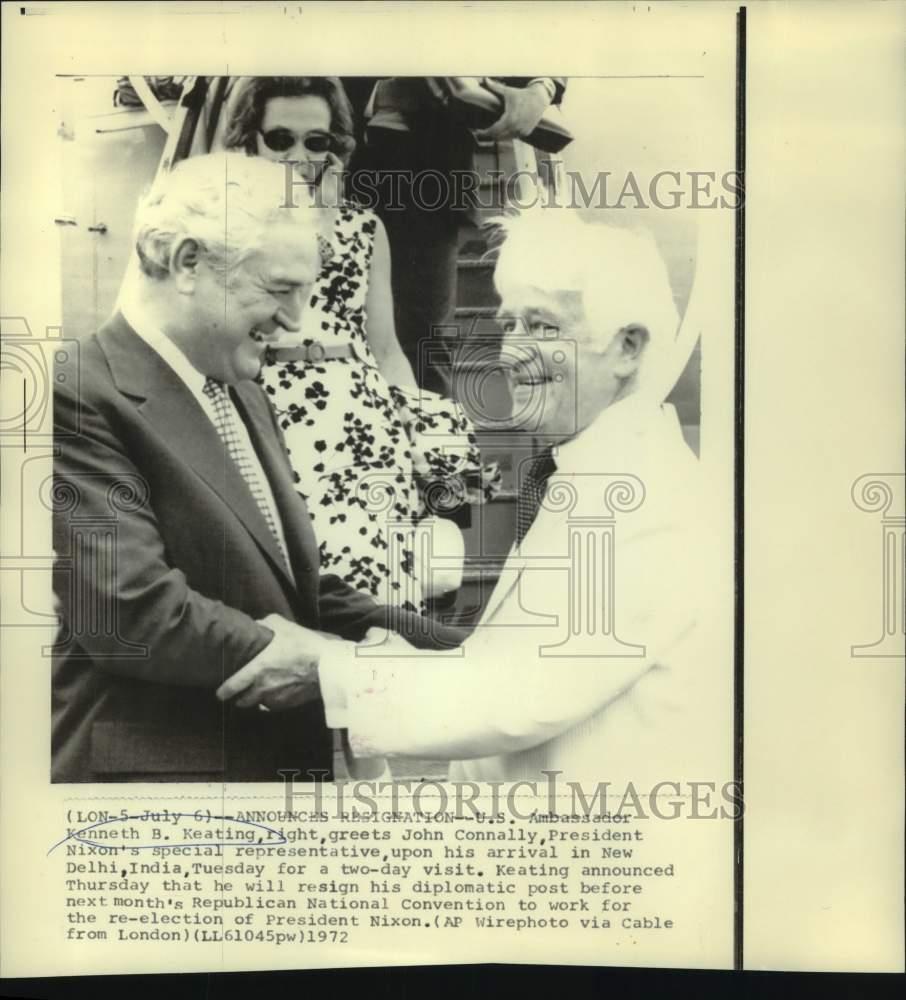 1972 Press Photo U.S. Ambassador Keating and John Connally in New Delhi, India