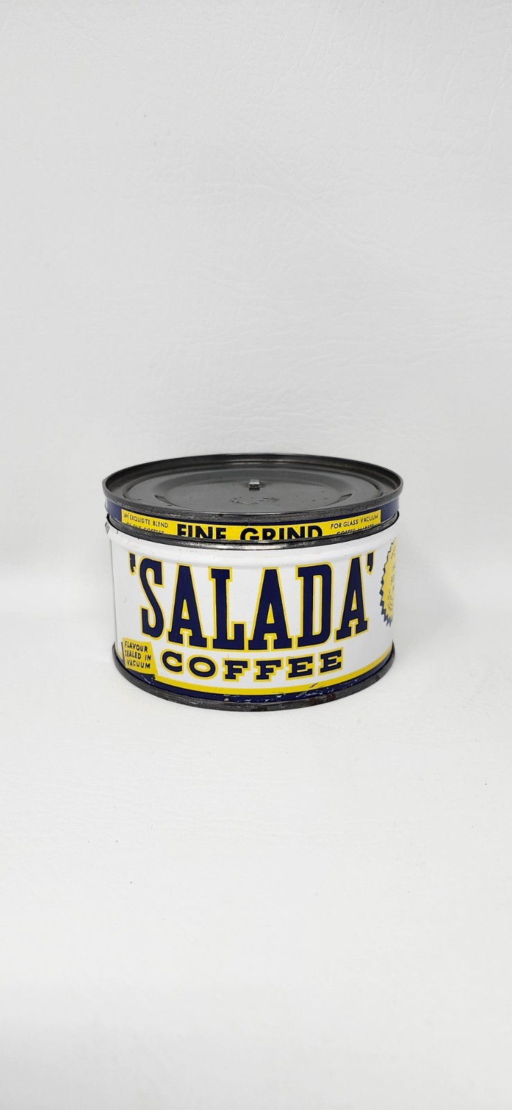 Vintage SALADA 1/2 Pound Key Wind Coffee Tin Can w/ Lid FREE SHIPPING!