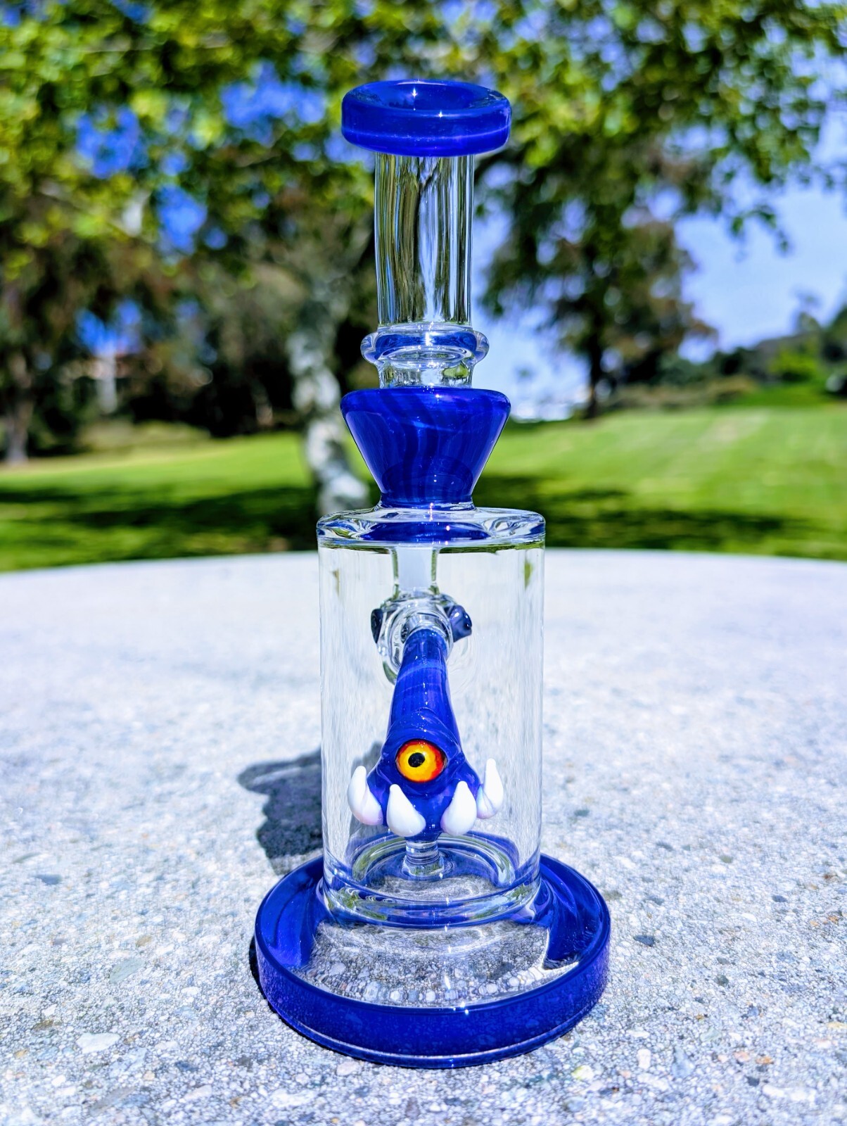 8″ Cobalt Cyclops Bong With Screen Filter Bowl Premium Quality Water Pipe Hookah