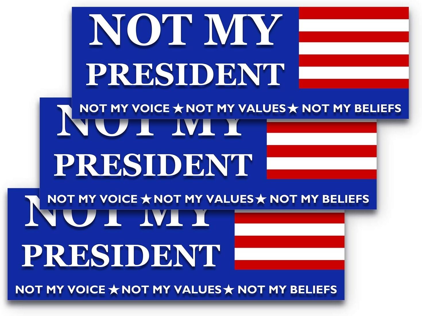9×3 Not My President 3-Pack Political Not My Voice Bumper Sticker Car Window