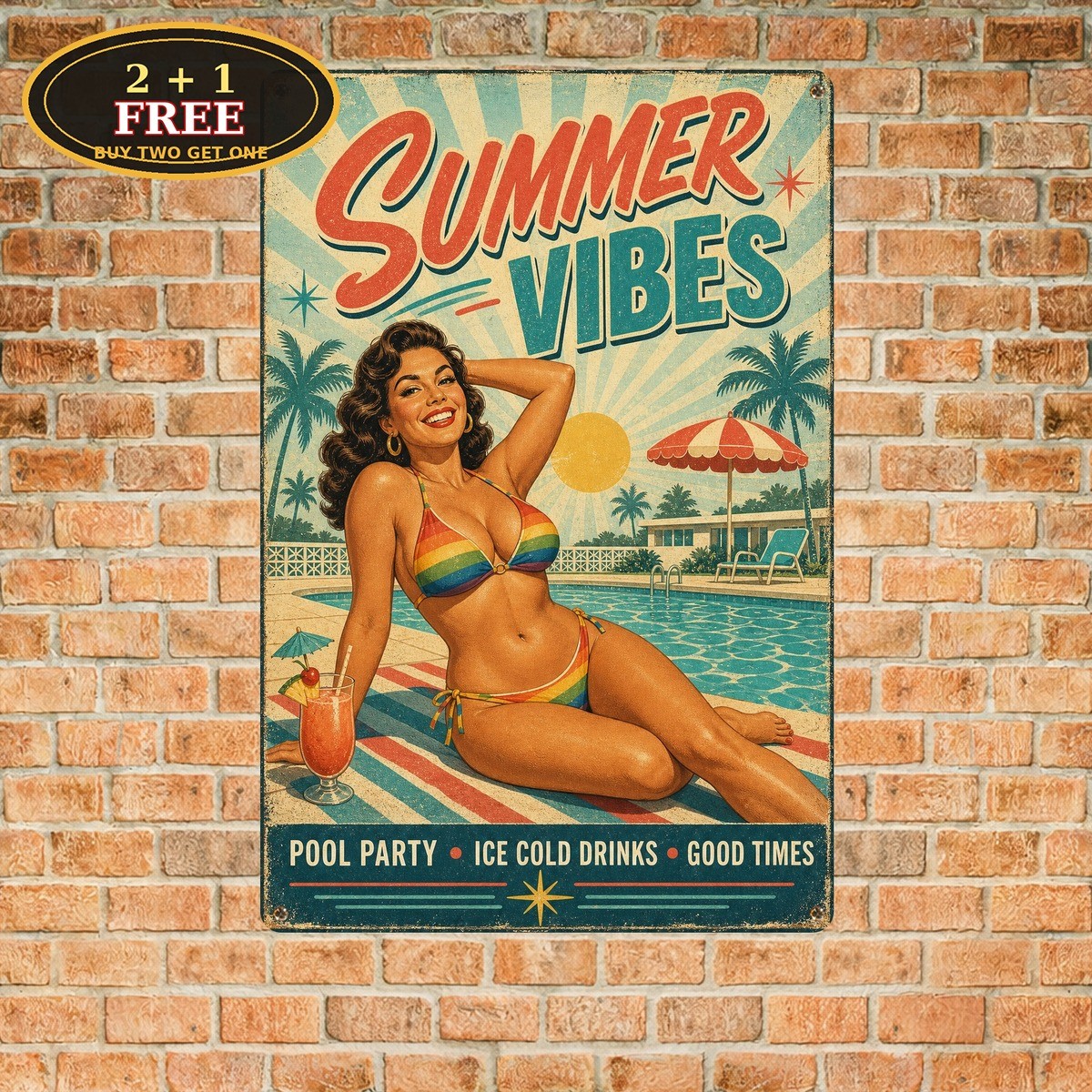 Retro Style Sexy Girl Portrait Bedroom Man Cave Metal Tin Sign Art Decoration