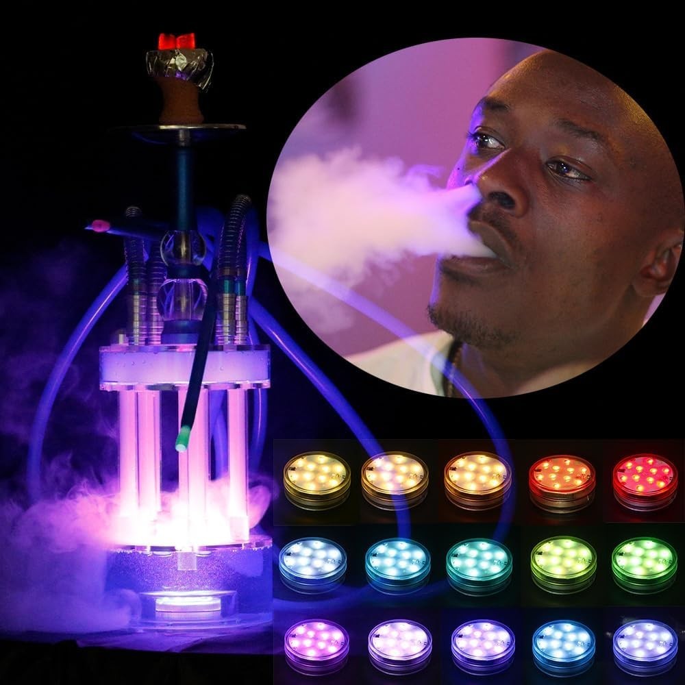 4 Hose Hookah Set，Large Party LED Hookahs, Modern Fountain Design Shisha kit …