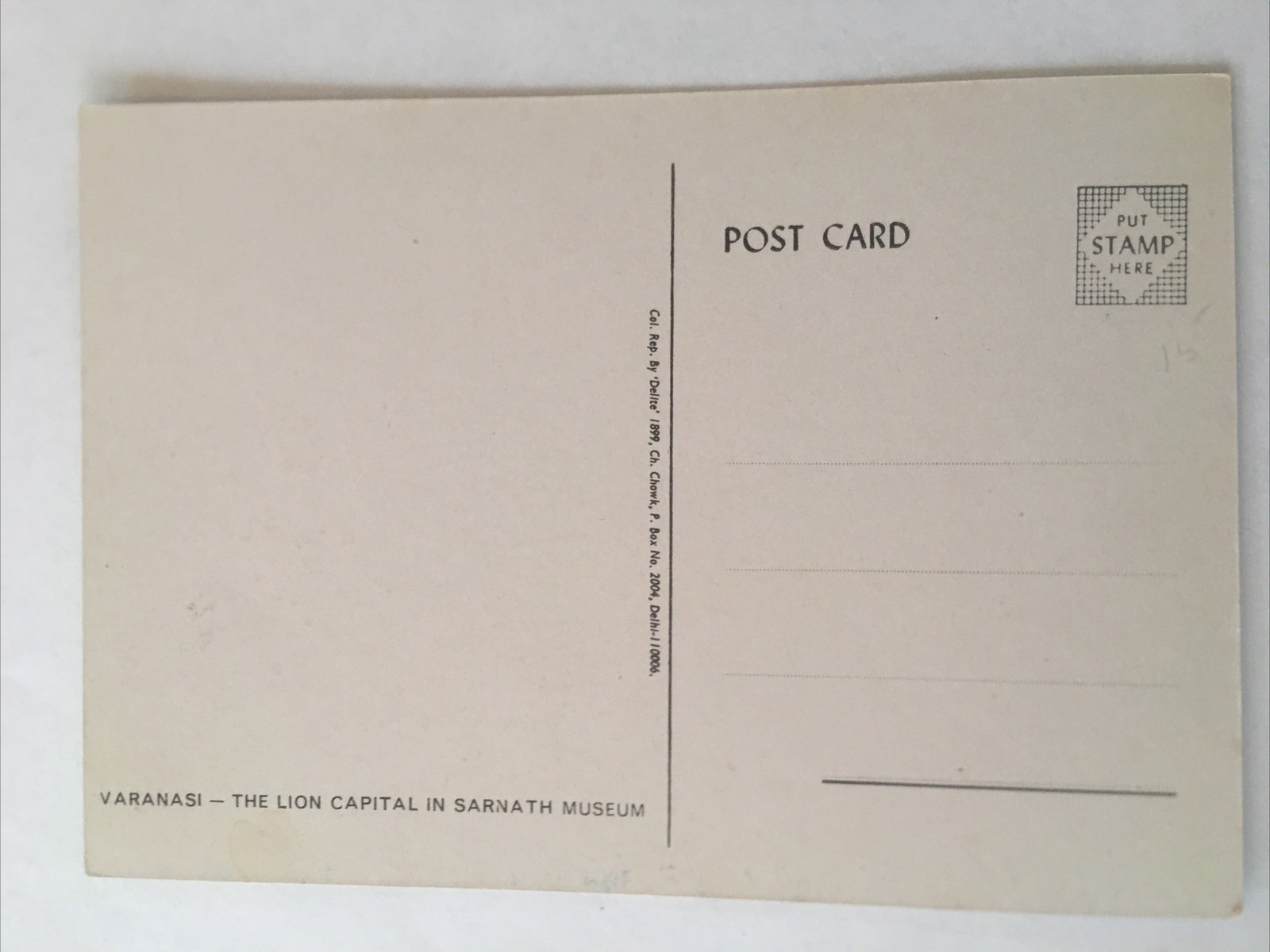 Varanasi The Lion Capital Sarnath Museum Vintage Postcard