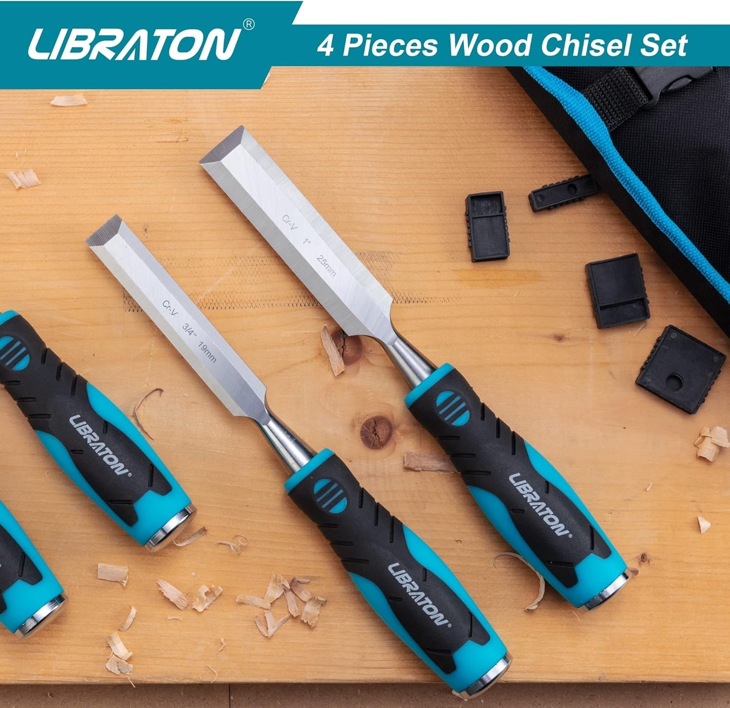 4-Piece Wood Chisel Set: Chrome Vanadium Steel for Precision Woodworking